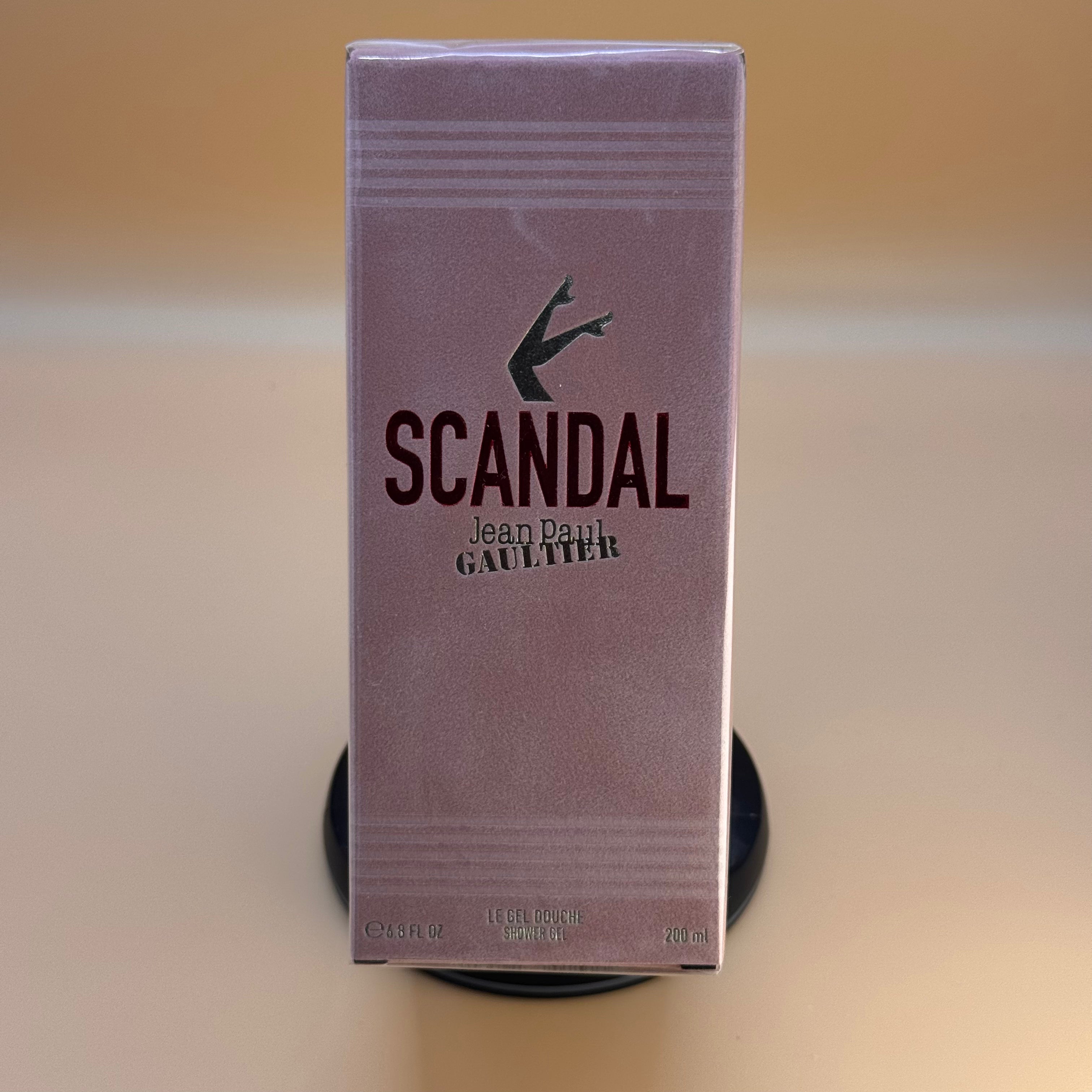 Scandal by Jean Paul Gaultier showr gel box on a stand