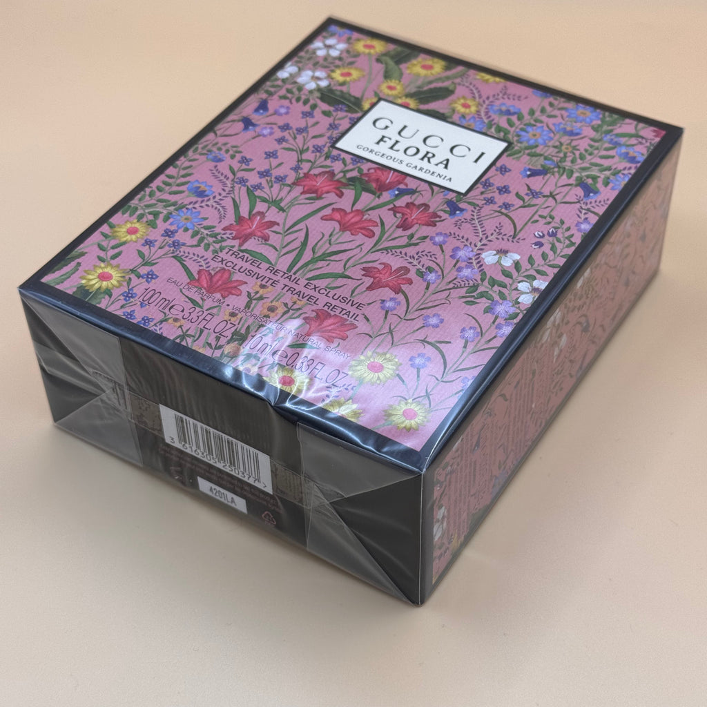 Gucci Flora box with floral design on a beige background
