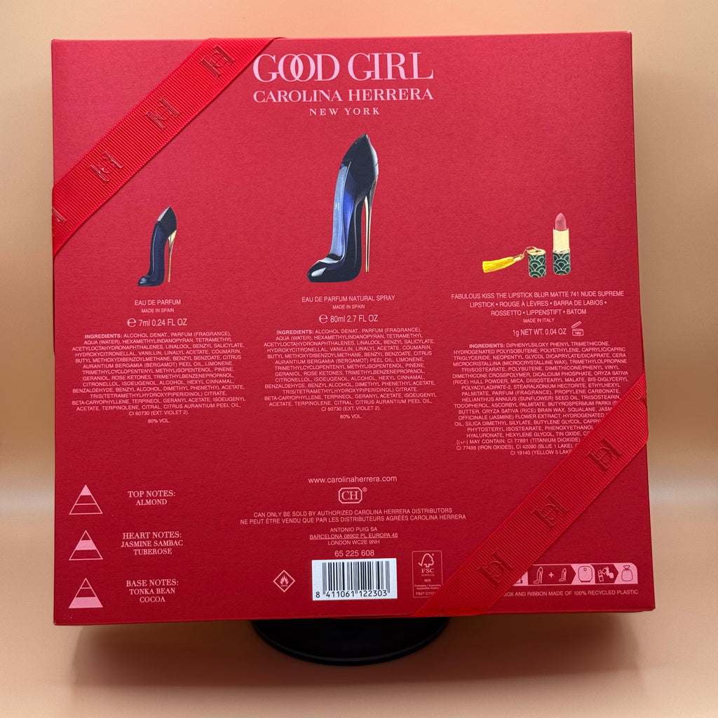 Back of the box set of Carolina Herrera 80ml 